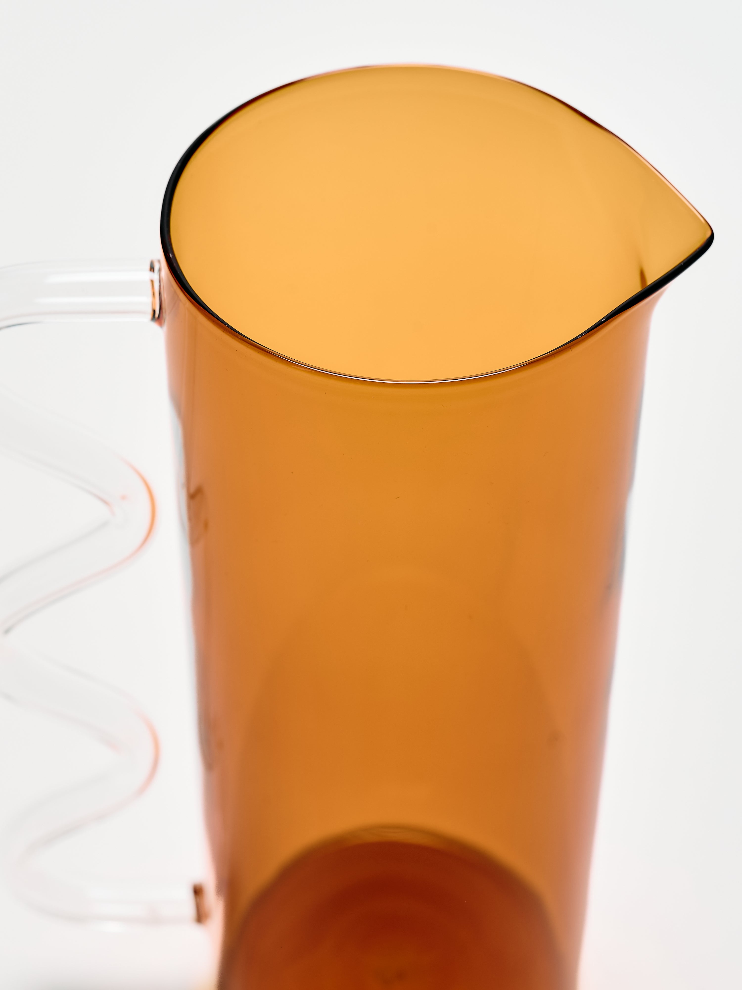 Wave Pitcher - Amber w/ Clear